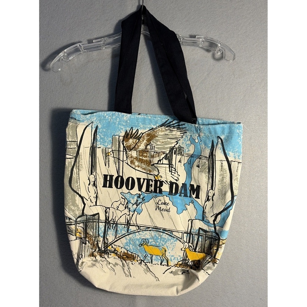 Hoover Dam Lake Mead Canvas Tote Shoulder Bag Double Sided Eagle Goats NWOT